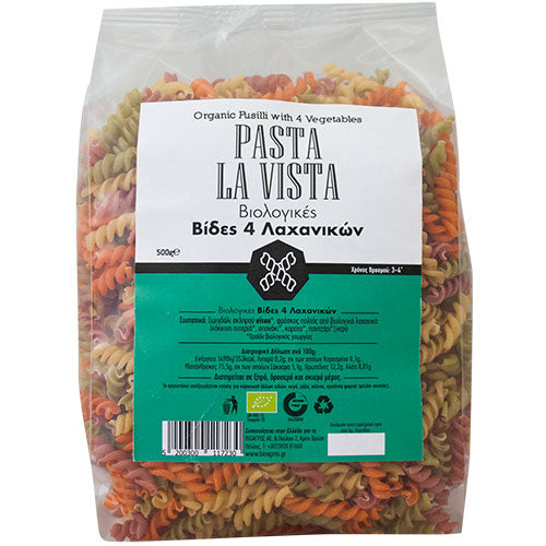 ΒΙΟΛΟΓΙΚΕΣ ΒΙΔΕΣ 4 ΛΑΧΑΝΙΚΩΝ PASTA LA VISTA 500ΓΡ ΒΙΟ