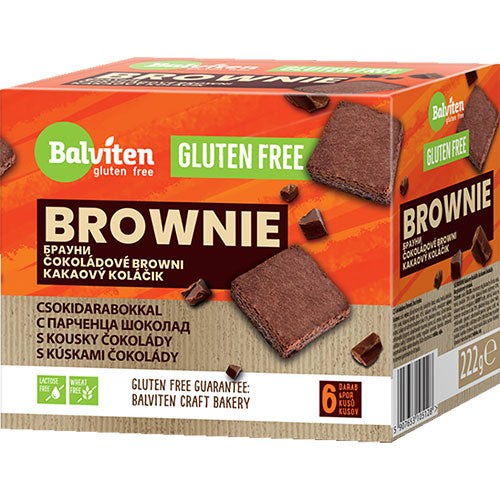 BROWNIES ΜΕ ΚΟΜΜΑΤΑΚΙΑ ΣΟΚΟΛΑΤΑΣ ΧΩΡΙΣ ΓΛΟΥΤΕΝΗ BALVITEN 6ΤΕΜ. 222ΓΡ