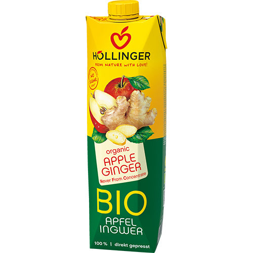 ΒΙΟΛΟΓΙΚΟΣ ΧΥΜΟΣ ΜΗΛΟΥ ΜΕ ΤΖΙΝΤΖΕΡ ΧΩΡΙΣ ΖΑΧΑΡΗ HOLLINGER 1L BIO