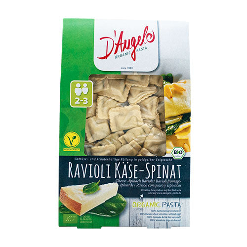 ΒΙΟΛΟΓΙΚΑ ΡΑΒΙΟΛΙΑ ΜΕ ΤΥΡΙ & ΣΠΑΝΑΚΙ 250g D’ANGELO ΒΙΟ